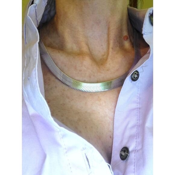 Sterling Silver Statement Piece Sleek 925 necklace 1cm wide VTG Italy NICE 38gr! - Picture 3 of 14